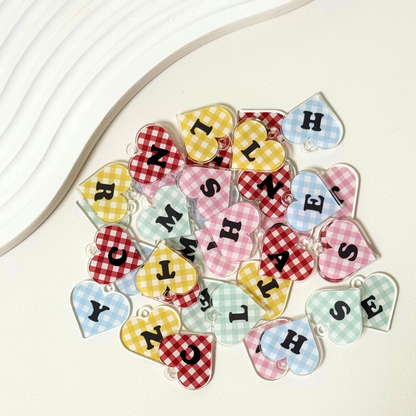 omamori charm – イニシャル〈ギンガムチェック／K・L・M・N / 即納〉