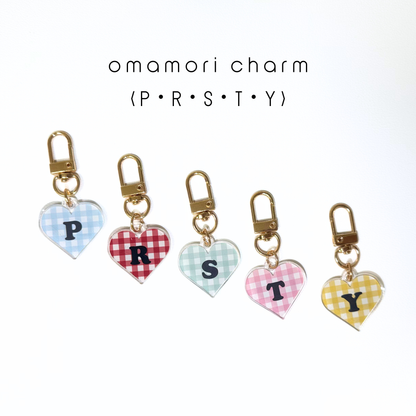 omamori charm – イニシャル〈ギンガムチェック／P・R・S・T・Y / 即納〉